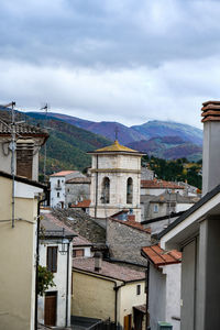 View of a bell tower in an ancient italian village