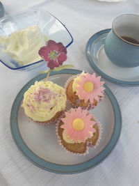 High angle view of cake on table