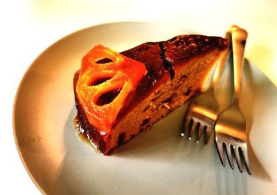 Close-up of dessert in plate on table