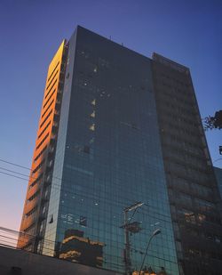 Low angle view of modern building against clear sky