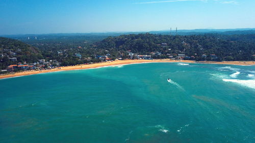 High angle view of sea against sky