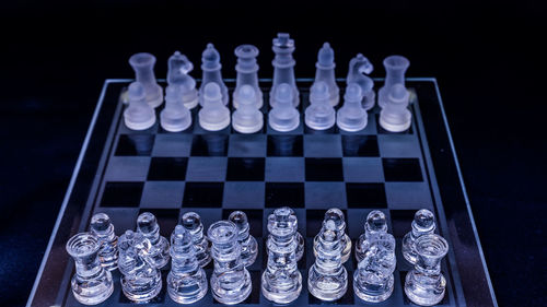 High angle view of chess board