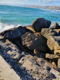 Rock formations on shore