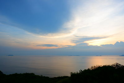 Scenic view of sea against sky at sunset