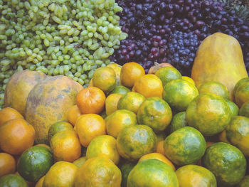 High angle view of fruits for sale in market