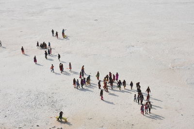 High angle view of people at beach