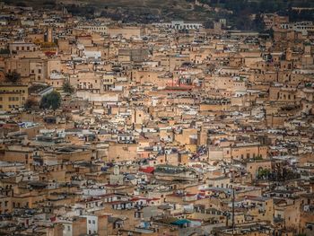 High angle view of buildings in city