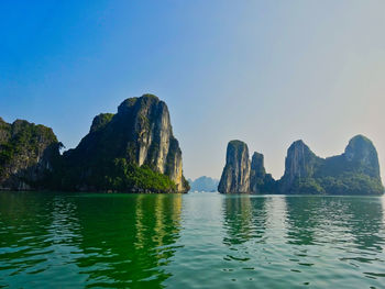 Scenic view of sea against clear sky