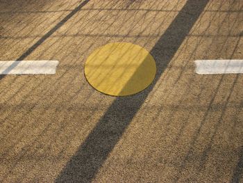 High angle view of circle shape on street