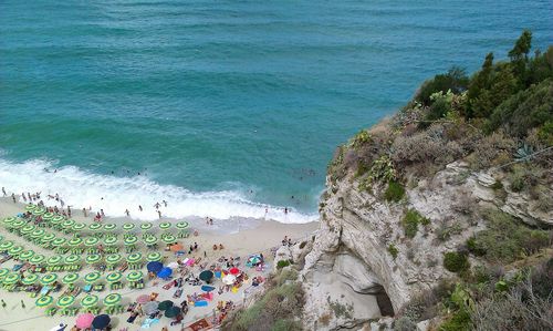 High angle view of people at beach