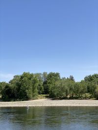 Scenic view of lake against clear sky