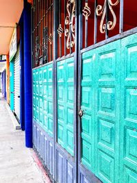 Closed door of building