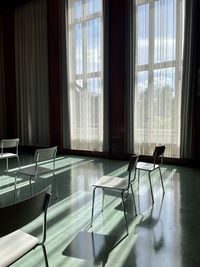 Empty chairs in restaurant