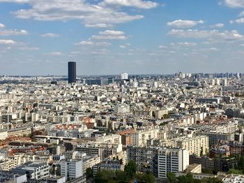 Aerial view of buildings with montparnasse tower in paris 