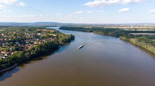 High angle view of bridge over river against sky