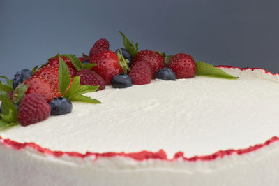 Close-up of strawberries against white background