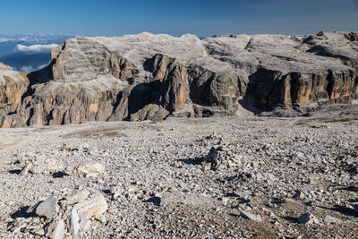 View of rocky mountains against sky