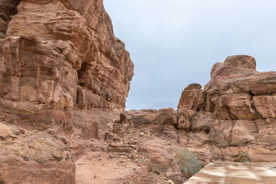 Low angle view of rock formations