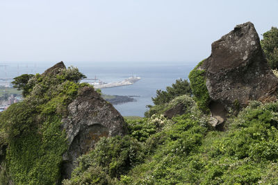 Scenic view of sea against clear sky