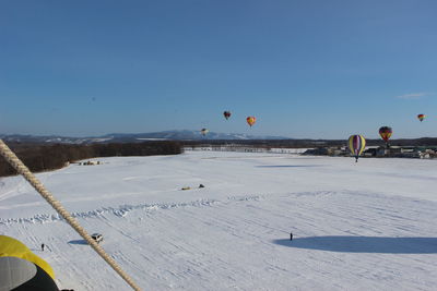 Scenic view of hot air balloon against sky