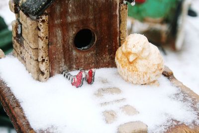 Close-up of ice cream in snow