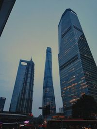 Low angle view of modern buildings in city