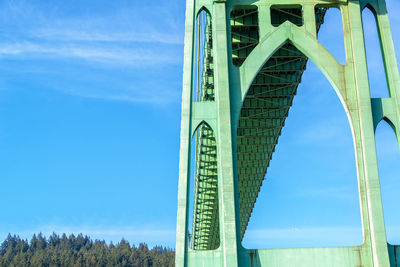 Low angle view of bridge against blue sky