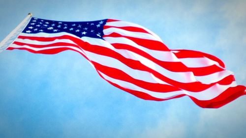 Low angle view of american flag