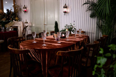 Empty chairs and table at home