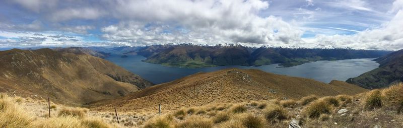 Panoramic view of mountains against sky