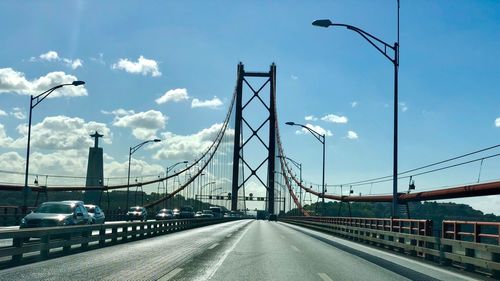 View of bridge over road against sky