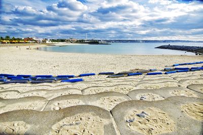 Scenic view of beach against sky