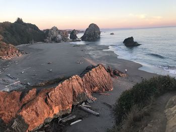 Scenic view of sea against sky during sunset