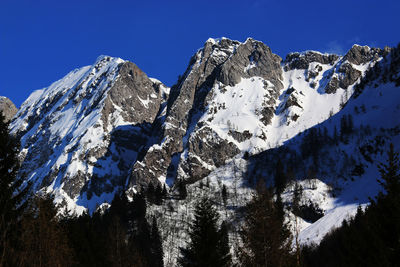 Scenic view of snow covered mountains