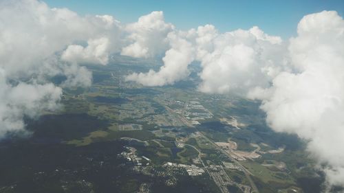 Aerial view of landscape against sky