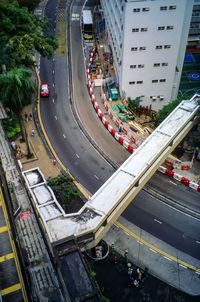 High angle view of traffic on road