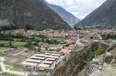 High angle view of townscape against sky