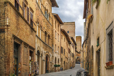 Street in historical center of san gimignano, italy