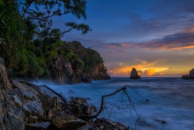 Scenic view of sea against sky during sunset