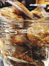 Close-up of bread in glass