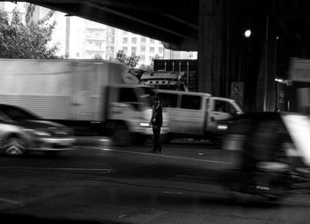 Road passing through city