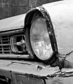 Close-up of abandoned car