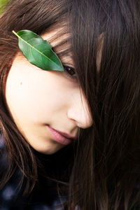 Close-up portrait of a beautiful young woman