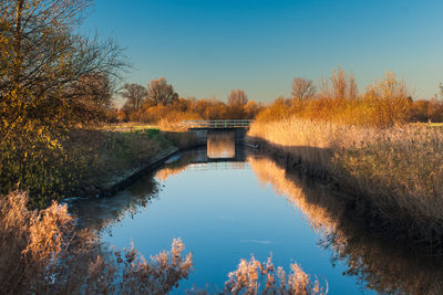 Bridge over river against clear sky