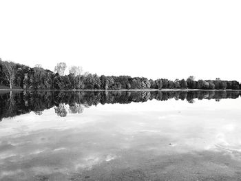 Scenic view of lake against clear sky