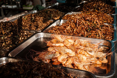 High angle view of food for sale at market