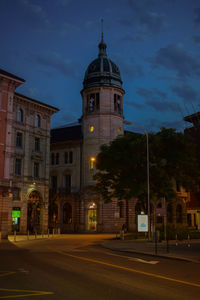 View of buildings at night