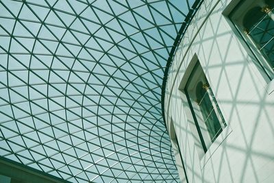 Low angle view of skylight in building