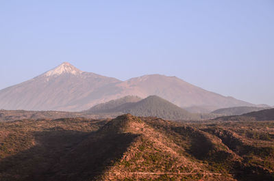 Scenic view of mountains against clear sky