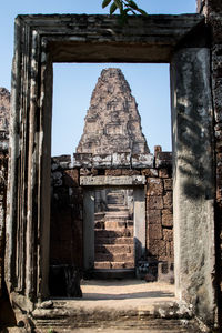Statue of historic temple against clear sky